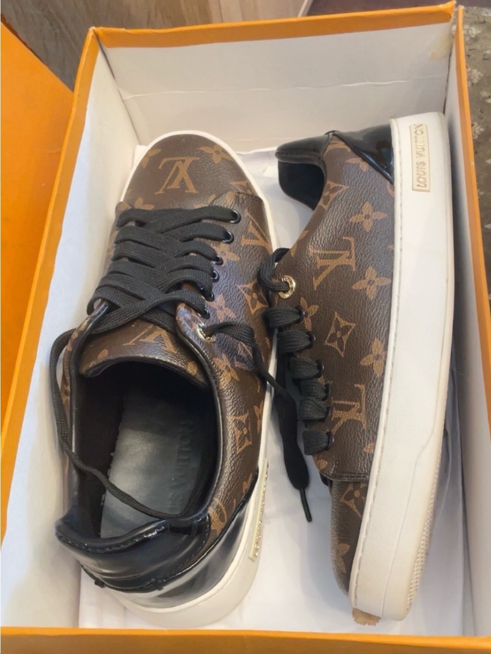 Louis Vuitton Brown Monogram Low-Top Sneakers with White Sole